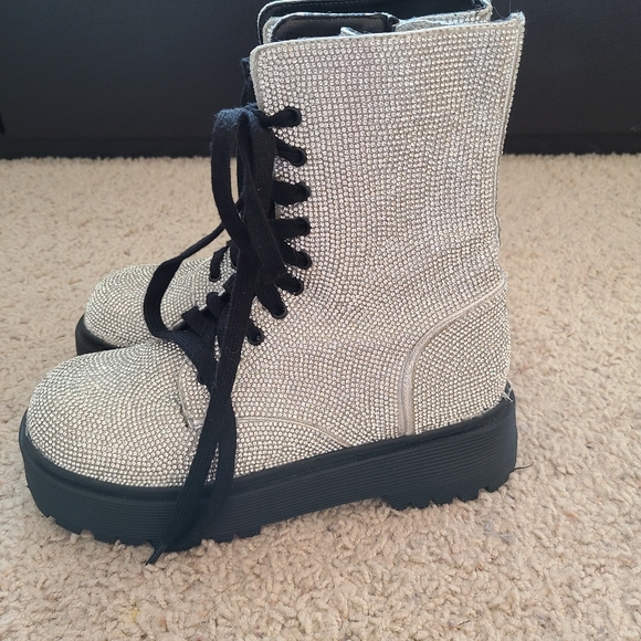 Doll's Kill Diamond Duchess Bling Boots, sz 8 - Picture 2 of 6